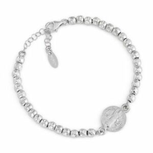 【送料無料】ジュエリー・アクセサリー メンズブレスレットアーメンペンダントサンベネデットシルバーボールbracciale uomo amen sbp3 ciondolo san benedetto con sfere in argento 925