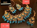 yzWG[EANZT[ S[hbLN_{EbhlbNX`[J[COeBbJWG[placcato oro sposa kundan bollywood collana girocollo orecchini tikka jewelry di