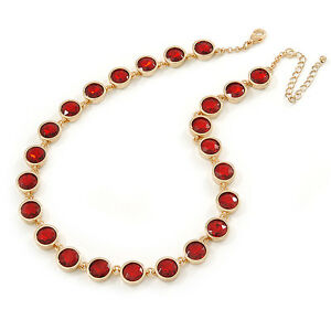 ジュエリー・アクセサリー ルネットレッドセットガラスパールゴールドメッキネックレスdichiarazione lunetta set rosso perla di vetro collana in oro placcatura 44cm l7cm ext