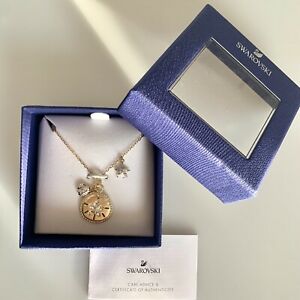 ジュエリー・アクセサリー コリアースワロフスキードレペンダンツクリストーブランスヌフオーテンティクcollier swarovski dore pendants cristaux blancs neuf authentique