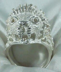 【送料無料】ジュエリー・アクセサリー シルバースターリングシルバービッグライオンヘッドリングライ..