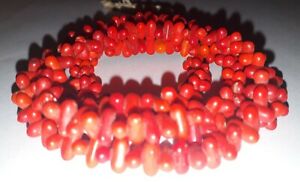 【送料無料】ジュエリー・アクセサリー アフリカビーズチェコサンゴガラスリズライスビーズパールafrican trade beads czech red coral glass perles de riz rice beads