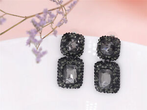 【送料無料】ジュエリー・アクセサリー シルバーパールブラックアートデコグレーイヤリングorecchini a perno argentato nero arte deco rettangolo grigio matrimonio xx16(4)