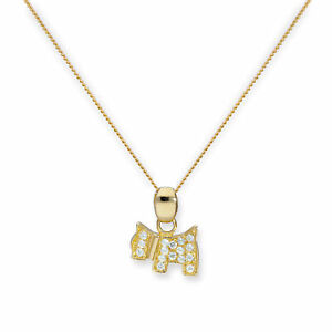 【送料無料】ジュエリー・アクセサリー クリアフラットクリスタルスコッティドッグネックレスインチ9ct gold amp; cancella cz cristallo piatto scottie dog collana 16 20 pollici