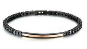 ジュエリー・アクセサリー アヴァンギャルドメンズブロスウェイブレスレットローズゴールドジルコンbracciale brosway uomo avantgarde bvd16 barretta centrale oro rosa e zirconi ner