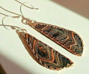 【送料無料】ジュエリー・アクセサリー ボウラーボウリングボウルペンダントイヤリングbowlerite le bocce da bowling orecchini pendenti con foglie di rame e argento monachelle