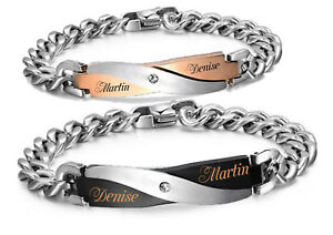 【送料無料】ジュエリー・アクセサリー ガレージパートナーブレスレットステンレススチールカップルブレスレットid in acciaio inox couple bracciali con incisione a scelta con box partner bracciale nuo