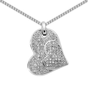 【送料無料】ジュエリー・アクセサリー シルバーパヴェネックレスハートペンダントインチsilver cz pave collana con ciondolo amore cuore 18 pollici