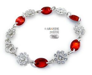 ジュエリー・アクセサリー オリジナルスワロフスキークリスタルブレスレットタッチレッドスターリングシルバーbracciale con cristalli swarovski originali * rosso al tatto * argento sterling