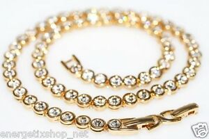 hokushinの【送料無料】ジュエリー・アクセサリー スワロフスキーゴールデンビジューテニスコリアーle bijou dorato donna tennis collier con swarovski elements｜アングル2