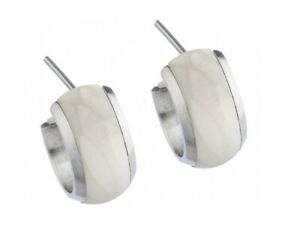 【送料無料】ジュエリー・アクセサリー マットステンレススチールシルクウッドホワイトdesign serio orecchini e317 in acciaio inox opaca silk wood bianco nuovo uvp 89,