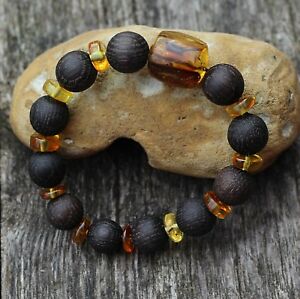 ジュエリー・アクセサリー アンバーブレスレットバルトアンバーブレスレットオークエコジュエリーamber bracelet, selected baltic amber bracelet and carved oak wood, eco jewelry