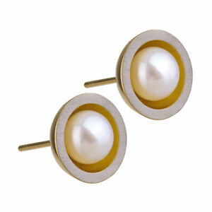 【送料無料】ジュエリー・アクセサリー エルンストデザインイヤリングステンレススチールゴールデンボタンパールernstes design orecchini e223 acciaio inox perle a bottone parzialmente dorato