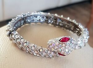 【送料無料】ジュエリー・アクセサリー バトラーウィルソンオーロラボレアリスクリスタルスネークシルバーブレスレットトーンレッドアイズbutler and wilson aurora borealis cristalli serpente braccialetto dargento t