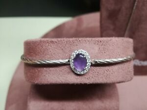 【送料無料】ジュエリー・アクセサリー ロザトーシルバーブレスレットジルコンアメジストbracciale semirigido rosato pianeti in argento 925 con zirconi e ametista