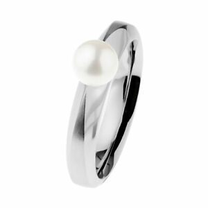 【送料無料】ジュエリー・アクセサリー ホワイトデザインリングステンレスdesign serio anello r502 acciaio inox con perla 6 mm bianco