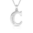 【送料無料】ジュエリー・アクセサリー レターペンダントネックレスホワイトゴールドlettera c cm iniziale ciondolo collana 14k oro bianco