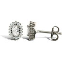 【送料無料】ジュエリー・アクセサリー ホワイトゴールドオーバルトーンイヤリングクラスタ9ct oro bianco cz orecchini a perno ovale cluster