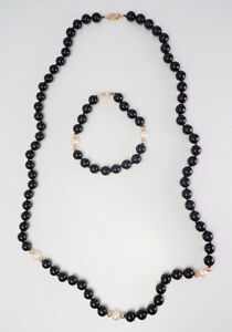 【送料無料】ジュエリー・アクセサリー ヴィンテージコニキスパールゴールドネックレスロングセットブレスレットvintage onice perle 14k oro collana lunga e set braccialetto