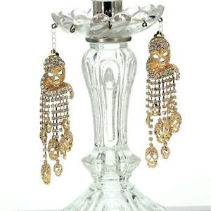 【送料無料】ジュエリー・アクセサリー ブークルドライトクリップオンドレロングテテドモルトタッセルフリンジクリスタルグリboucles doreilles clip on dore long tete de mort tassel fringe cristal gris as1