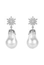 orecchini perla barocca naturale bianco star starbust 925 argento cz gemma a gocciaイヤリングパールバロックナチュラルホワイトスタースターバストシルバードロッ...