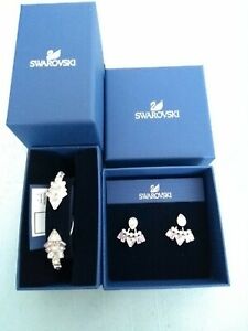 【送料無料】ジュエリー・アクセサリー レアスワロフスキーフェスティフィティカフブレスレットイヤリングセットrare swarovski festivity cuff bracelet and earrings set nib