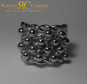 【送料無料】ジュエリー・アクセサリー ソリッドファインシルバーポリッシュキーパーグラムサイズmens 925 solido argento finissimo lucidate 4 riga keeper 588 grammi taglia z1