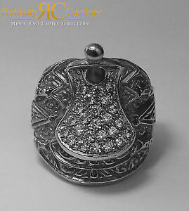 ̵ۥ奨꡼꡼ 󥺥󥰥󥰥Сmens sella cz anello 925 argento sterling altamente lucidato 58g 30 x 40 mm