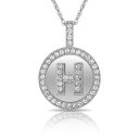 【送料無料】ジュエリー・アクセサリー ブリリアントラウンドハローペンダントネックレスホワイトゴールドbrillante rotondo halo lettera iniziale ciondolo collana 14k oro bianco