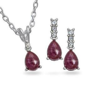 【送料無料】ジュエリー・アクセサリー オリジナルルビーストラスシルバーペンダントイヤリングセットザオリビアset di 5 originale rubino a...
