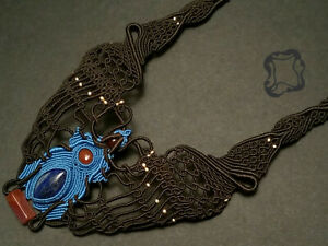 楽天hokushin【送料無料】ジュエリー・アクセサリー アガタラピスラッツァリネックレスマイクロディケートマクラメlapislazzuli collana in agata e istruzione, fatto a mano microdedicarmi al macrame da nodi da