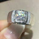 【送料無料】ジュエリー・アクセサリー ホワイトカットラウンドモイッサニテマンスターリングシルバーbianco taglio rotondo moissanite uomo fidanzamento anello 925 argento sterling