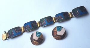 楽天hokushin【送料無料】ジュエリー・アクセサリー デザインセットブレスレットクリップイヤリングエナメルdesign set, braccialetto orecchino clip, smaltato, circa 1950 al675