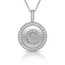 【送料無料】ジュエリー・アクセサリー ブリリアントラウンドハローペンダントネックレスホワイトゴールドbrillante rotondo halo c lettera iniziale ciondolo collana 14k oro bianco