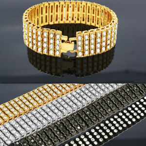 【送料無料】ジュエリー・アクセサリー ゴールドブラックシルバーヘマヒップホップテニスブレスレットイヤリング14k oro argento nero hema 4 riga bracciale tennis hip hop e cz orecchino