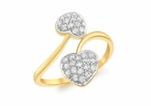 【送料無料】ジュエリー・アクセサリー キュービックジルコンダブルハートリングゴールドイエローセット9ct oro giallo set ricoperto di zirconi cubici doppio cuore anello