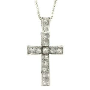 ̵ۥ奨꡼꡼ 󥰥С顼ޥѥڥȥtoc 925 argento sterling grande 62gr croce micropave ciondolo su 61cm catena