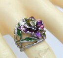 【送料無料】ジュエリー・アクセサリー エナメルオーキッドリングスターリングシルバーワンピースoanello orchidee smaltato 925 argento sterling pezzo unico o 16,2 mm
