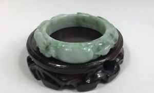 ̵ۥ奨꡼꡼ ɥ꡼饤ȥɥȥ֥쥹åȥߥ᡼ȥ륹giada naturale grado a luce verde jadeite intagliato braccialetto 58mm*14mn senza stand