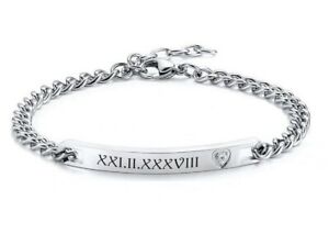 【送料無料】ジュエリー・アクセサリー ロマンチックステンレススチールブレスレットパートナーブレスレットid romantica bracciali in acciaio inox con incisione a scelta, partner bracciale box