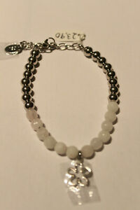 【送料無料】ジュエリー・アクセサリー フラワーペンダントステンレススチールホワイトクリスタルブレスレットbracciale da donna in acciaio inox cristallo bianco con ciondolo fiore 4201674