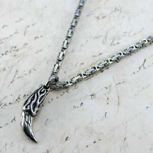 【送料無料】ジュエリー・アクセサリー ステンレススチールネックレスウルフデンテトレーラーリチェーンシルバーカラーcollana in acciaio inoxwolf denterimorchio re catena 60cmx5mm colore argento