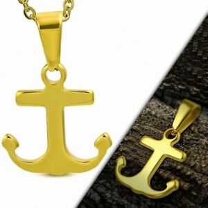 【送料無料】ジュエリー・アクセサリー ゴールデンステンレススチールスティルネイビーメンズペンダントciondolo uomo in acciaio inossidabile dorato ancora navy