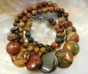 【送料無料】ジュエリー・アクセサリー ピカソジャスパーラウンドコインビーズネックレス620 mm effetto multicolore picasso jasper round amp; monete perline collana jn46