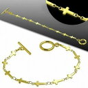 【送料無料】ジュエリー・アクセサリー ブレスレットアバスクルアンアシエイオキシダブルドレアベックシェーヌアンクロワラティーヌbracelet a bascule en acier inoxydable dore avec chaine en croix latine