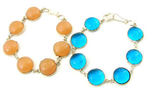 【送料無料】ジュエリー・アクセサリー シルバーメッキマルチカラーメッシュブレスレットロトファッションガール925 placcato argento multicolore braccialetto a maglie 2 pz lotto ragazza moda