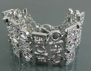 hokushinの【送料無料】ジュエリー・アクセサリー フランキーシルバーブレスレットdichiarazione dargento bracciale incrostato con cristalli iridescenti by frankie b｜アングル2