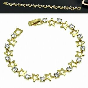 【送料無料】ジュエリー・アクセサリー ブレスレットチャイネアマイロンエトワールアンクイヴルドレアラモードアベックbracelet chaine a maillons etoiles en cuivre dore a la mode avec cz transparent