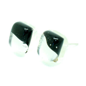 【送料無料】ジュエリー・アクセサリー ムラーノガラスブラックローブイヤリングシルバーベニスvetro d..