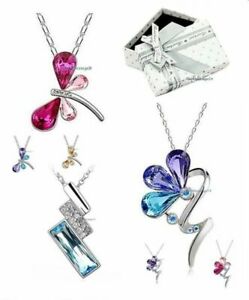 【送料無料】ジュエリー・アクセサリー ジルコーニクリスタルトンボトンボネックレスフラワーラックcollana ciondolo zirconi cristallo libellula farfalla fiore fortuna regalo